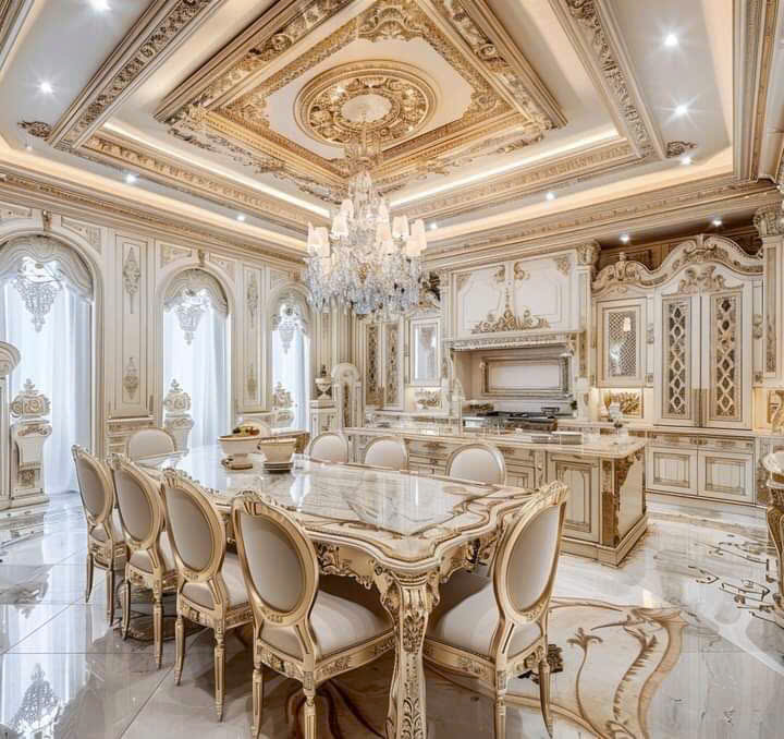 Tủ Bếp Tân Cổ Điển Hoàng Gia Trắng Pha Lê TBTCDBYD015